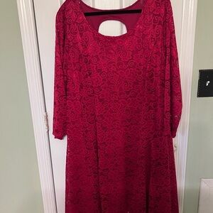 Avenue plus size  Red Long Sleeve Dress